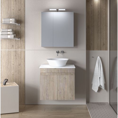 ΕΠΙΠΛΟΥ ΜΠΑΝΙΟΥ ΚΡΕΜΑΣΤΟ  ΣΕΤ MARTIN OMEGA  TOP Beige OAK 60cm