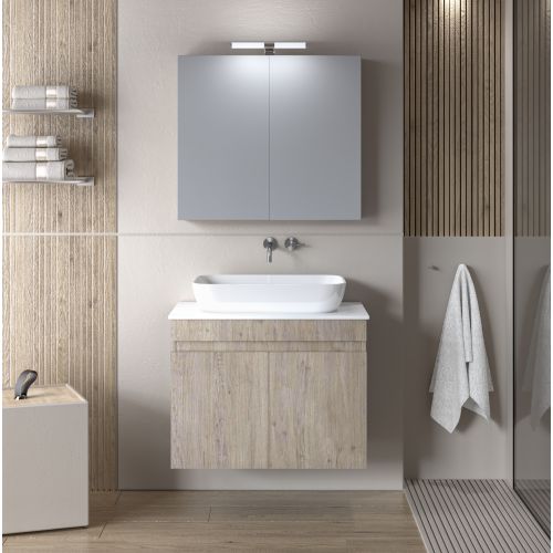 ΕΠΙΠΛΟΥ ΜΠΑΝΙΟΥ ΚΡΕΜΑΣΤΟ  ΣΕΤ MARTIN OMEGA  TOP Beige OAK 75cm