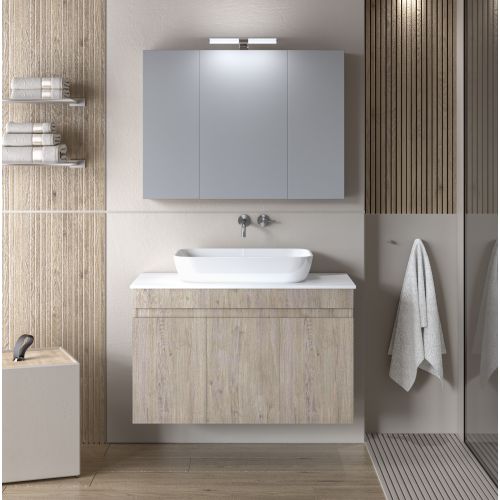 ΕΠΙΠΛΟΥ ΜΠΑΝΙΟΥ ΚΡΕΜΑΣΤΟ  ΣΕΤ MARTIN OMEGA  TOP Beige OAK 90cm