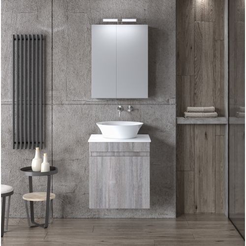 ΕΠΙΠΛΟΥ ΜΠΑΝΙΟΥ ΚΡΕΜΑΣΤΟ  ΣΕΤ MARTIN OMEGA  TOP GRAY OAK 50cm