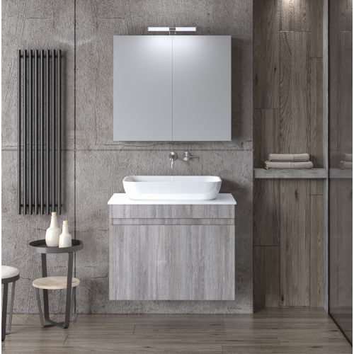 ΕΠΙΠΛΟΥ ΜΠΑΝΙΟΥ ΚΡΕΜΑΣΤΟ  ΣΕΤ MARTIN OMEGA  TOP GRAY OAK 75cm