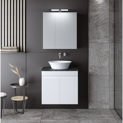 ΕΠΙΠΛΟΥ ΜΠΑΝΙΟΥ ΚΡΕΜΑΣΤΟ  ΣΕΤ MARTIN OMEGA  TOP White 60cm