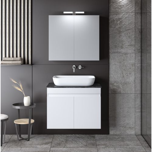 ΕΠΙΠΛΟΥ ΜΠΑΝΙΟΥ ΚΡΕΜΑΣΤΟ  ΣΕΤ MARTIN OMEGA  TOP White 75cm