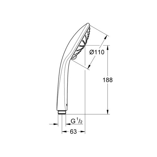 ΝΤΟΥΣ ΧΕΙΡΟΣ (ΤΗΛΕΦΩΝΟ) ΤΡΙΩΝ ΔΕΣΜΩΝ GROHE EUPHORIA 110 MASSAGE 27221