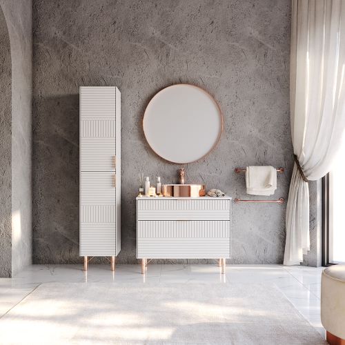 ΣΕΤ ΕΠΙΠΛΟ ΜΠΑΝΙΟΥ MARTIN FIORE Λευκό MDF 18mm Λάκα 85  87x51x72cm
