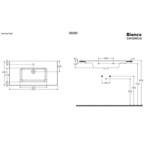 ΝΙΠΤΗΡΑΣ ΕΠΙΚΑΘΗΜΕΝΟΣ BIANCO Ceramica FLAT 36090 White 91,5 x 46,5 cm