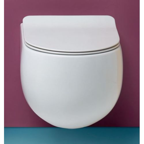 ΛΕΚΑΝΗ WC ΚΡΕΜΑΣΤΗ ΜΕ Soft Close ΚΑΛΥΜΜΑ KERASAN FLO NoRim 54x37 cm RIMLESS