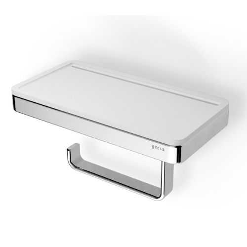 ΧΑΡΤΟΘΗΚΗ ΤΟΙΧΟΥ ΜΕ ΕΤΑΖΕΡΑ GEESA FRAME 8824 White Matt / Chrome 21cm