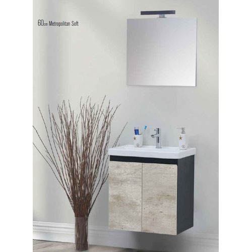 ΕΠΙΠΛΟ ΜΠΑΝΙΟΥ ΜΕ ΚΑΘΡΕΠΤΗ COLOSSEUM bath GEA 8410 Metropolitan Soft / Black 60 cm