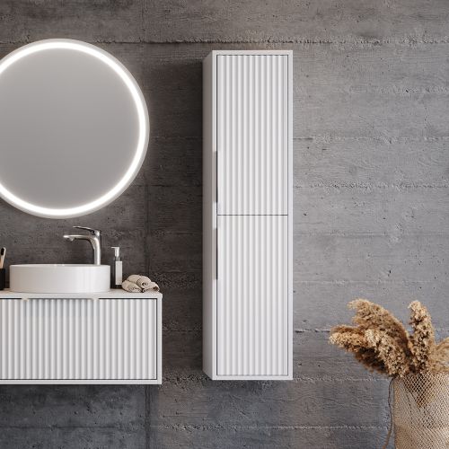 ΕΠΙΠΛΟ ΜΠΑΝΙΟΥ ΚΡΕΜΑΣΤH ΣΤΗΛΗ MARTIN HOLE White MDF 18mm Λάκα 34  33,6x33x138cm