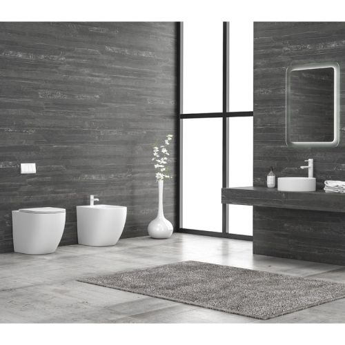 Λεκάνη δαπέδου rimless με κάλυμμα λευκή ματ MILOS KARAG