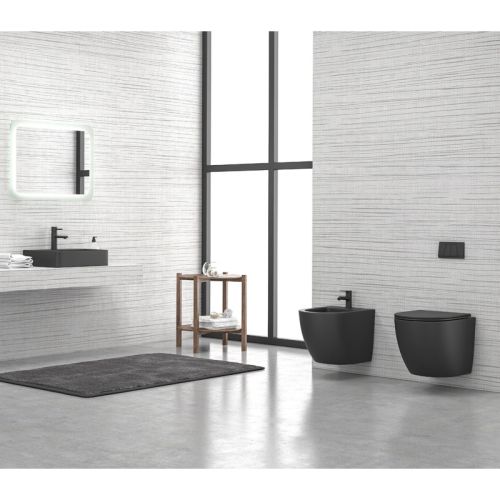 Karag Milos LT 046F-MB Μπιντέ Μπάνιου Κρεμαστό Μαύρος Ματ 36 x 49,5 x 33 cm