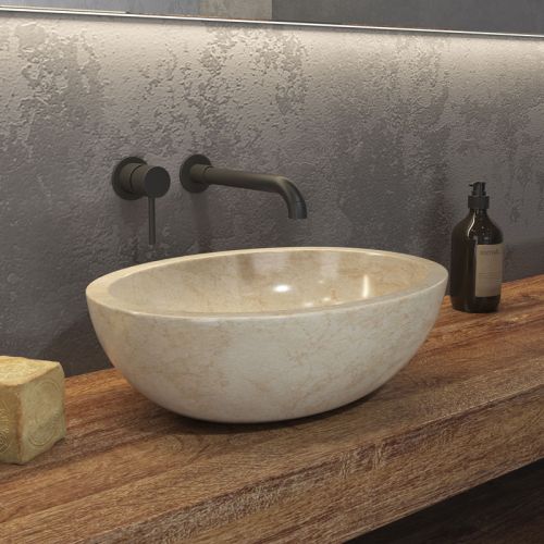 Νιπτήρας επικαθήμενος πέτρινος LEONOR CREAM KARAG