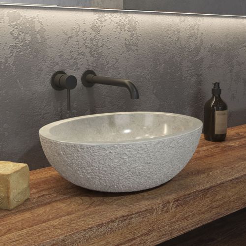 Νιπτήρας επικαθήμενος πέτρινος LEONOR SOPH CREAM KARAG