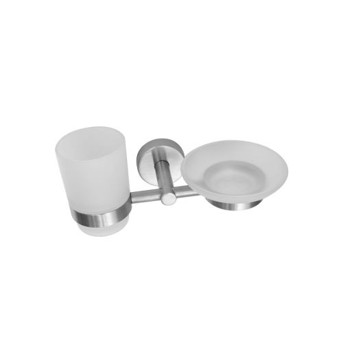 Ποτηροθήκη & σαπουνοθήκη γυάλινη σατινέ UNO KARAG