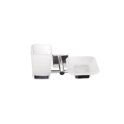 Ποτηροθήκη & σαπουνοθήκη γυάλινη χρωμέ QUATTRO KARAG