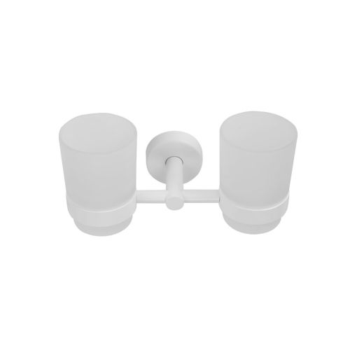 Ποτηροθήκη διπλή γυάλινη λευκή ματ UNO KARAG