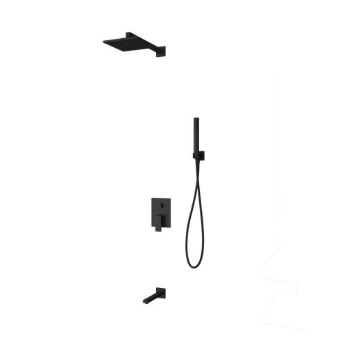 Σετ μπαταρίας εντοιχισμού ντους με μίκτη 5 δρόμων DELOS Nero KARAG