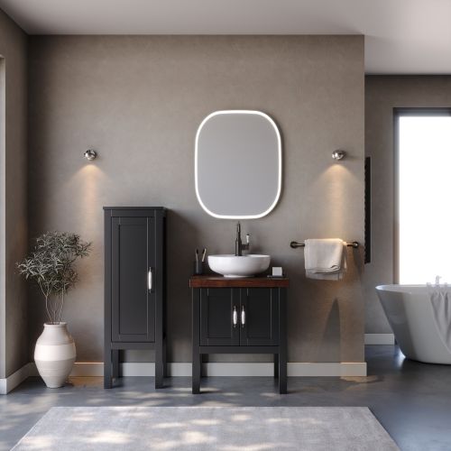 ΕΠΙΠΛΟ ΜΠΑΝΙΟ ΕΠΙΔΑΠΕΔΙΟ ΣΕΤ MARTIN LONDON Black 65cm MDF Λάκα  MDF 18mm