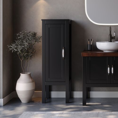 ΕΠΙΠΛΟ ΜΠΑΝΙΟΥ ΕΠΙΔΑΠΕΔΙΑ ΣΤΗΛΗ MARTIN LONDON Μαύρο 40 MDF 18mm Λάκα  40x35x140cm