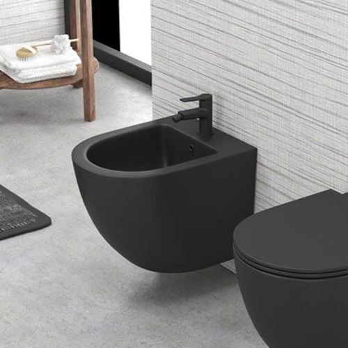 Karag Milos LT 046F-MB Μπιντέ Μπάνιου Κρεμαστό Μαύρος Ματ 36 x 49,5 x 33 cm