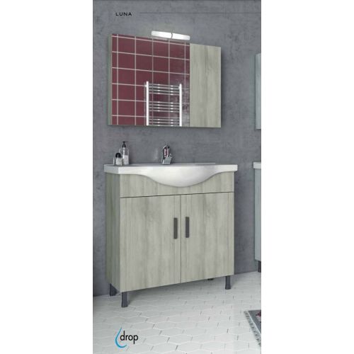 ΕΠΙΠΛΟ ΜΠΑΝΙΟΥ ΣΕΤ ΜΕ ΚΑΘΡΕΠΤΗ Drop LUNA 80 Light Beige 80 cm