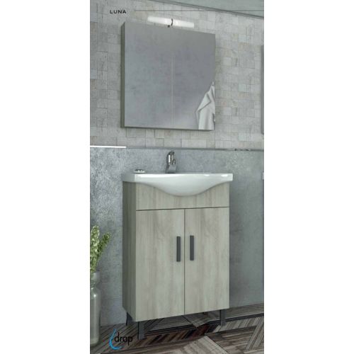 ΕΠΙΠΛΟ ΜΠΑΝΙΟΥ ΣΕΤ ΜΕ ΚΑΘΡΕΠΤΗ Drop LUNA 55 Light Beige 55 cm