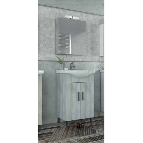 ΕΠΙΠΛΟ ΜΠΑΝΙΟΥ ΣΕΤ ΜΕ ΚΑΘΡΕΠΤΗ Drop LUNA 55 Light Grigio 55 cm