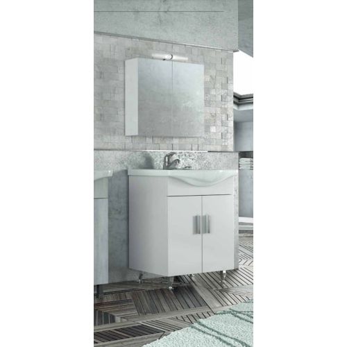 ΕΠΙΠΛΟ ΜΠΑΝΙΟΥ ΣΕΤ ΜΕ ΚΑΘΡΕΠΤΗ Drop LUNA 55 White 55 cm