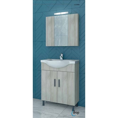 ΕΠΙΠΛΟ ΜΠΑΝΙΟΥ ΣΕΤ ΜΕ ΚΑΘΡΕΠΤΗ Drop LUNA 65 Light Beige 65 cm