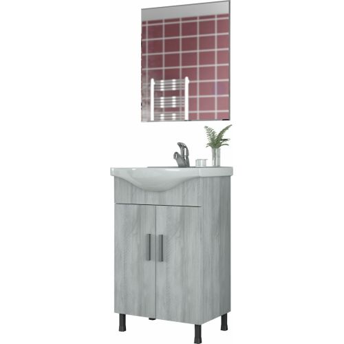 ΕΠΙΠΛΟ ΜΠΑΝΙΟΥ ΣΕΤ ΜΕ ΑΠΛΟ ΚΑΘΡΕΠΤΗ Drop LUNA 55 Light Grigio 55 cm