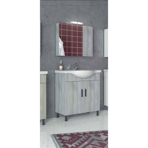 ΕΠΙΠΛΟ ΜΠΑΝΙΟΥ ΣΕΤ ΜΕ ΚΑΘΡΕΠΤΗ Drop LUNA 80 Light Grigio 80 cm