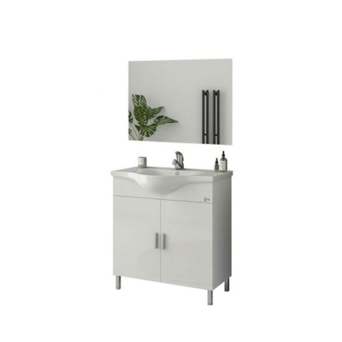 ΕΠΙΠΛΟ ΜΠΑΝΙΟΥ ΣΕΤ ΜΕ ΑΠΛΟ ΚΑΘΡΕΠΤΗ Drop LUNA 80 White 80 cm