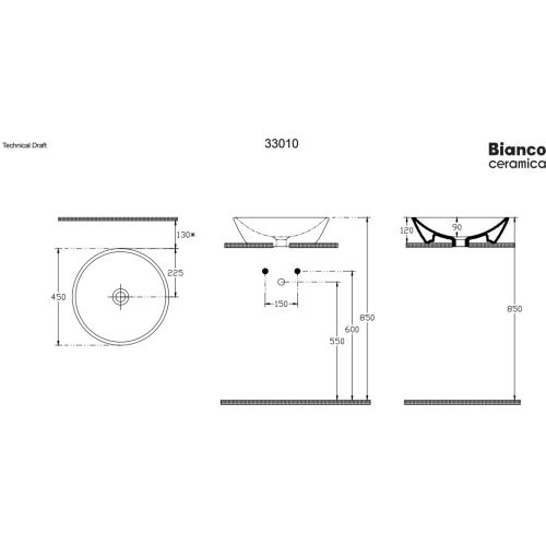ΝΙΠΤΗΡΑΣ ΕΠΙΤΡΑΠΕΖΙΟΣ BIANCO Ceramica LUPO 33010-300 White Ø 45 cm