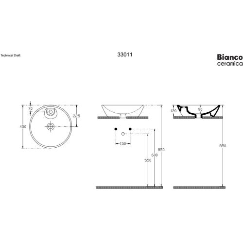 ΝΙΠΤΗΡΑΣ ΕΠΙΤΡΑΠΕΖΙΟΣ BIANCO Ceramica LUPO 33011-300 White Ø 45 cm