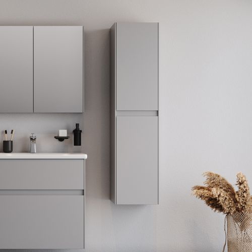 ΕΠΙΠΛΟ ΜΠΑΝΙΟΥ ΚΡΕΜΑΣΤH ΣΤΗΛΗ MARTIN MALAGA Grey 34 MDF 18mm Λάκα  33,6x35x138cm