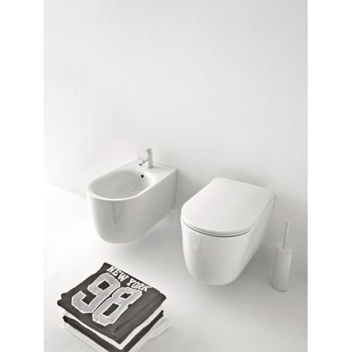 ΛΕΚΑΝΗ WC ΚΡΕΜΑΣΤΗ ΜΕ Soft Close ΚΑΛΥΜΜΑ KERASAN NoLita NoRim 55x35 cm RIMLESS
