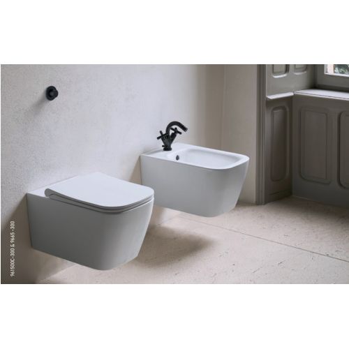 ΛΕΚΑΝΗ WC ΚΡΕΜΑΣΤΗ ΜΕ ΚΑΛΥΜΜΑ Slim Soft Close MS96 C  GSI NUBES Swirl® 961500C White Glossy 55x35 cm