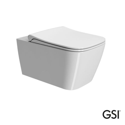 ΛΕΚΑΝΗ WC ΚΡΕΜΑΣΤΗ ΜΕ ΚΑΛΥΜΜΑ Slim Soft Close MS96 C  GSI NUBES Swirl® 961500C White Glossy 55x35 cm