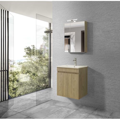 ΜΟΝΤΕΡΝΟ ΚΡΕΜΑΣΤΟ ΕΠΙΠΛΟΥ ΜΠΑΝΙΟΥ ΣΕΤ MARTIN OMEGA Beige OAK 50cm