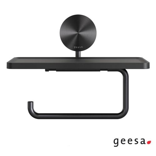 ΧΑΡΤΟΘΗΚΗ ΤΟΙΧΟΥ ΜΕ ΕΤΑΖΕΡΑ 18,5x12,9 cm GEESA OPAL 7224 Black Brushed