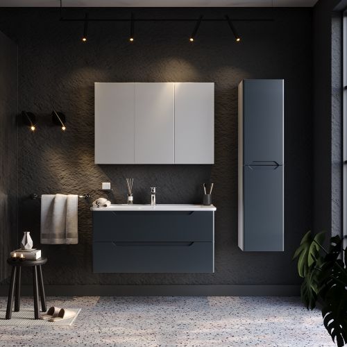 ΕΠΙΠΛΟ ΜΠΑΝΙΟ ΣΕΤ MARTIN PERLA Ανθρακί 100cm Λάκα MDF 18mm
