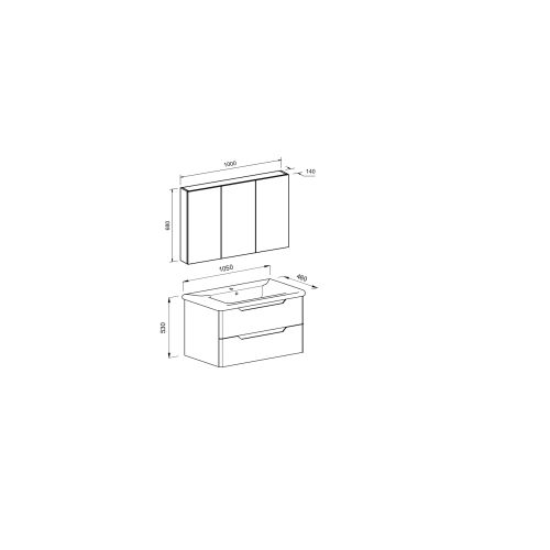 ΕΠΙΠΛΟ ΜΠΑΝΙΟ ΣΕΤ MARTIN PERLA Ανθρακί 100cm Λάκα MDF 18mm