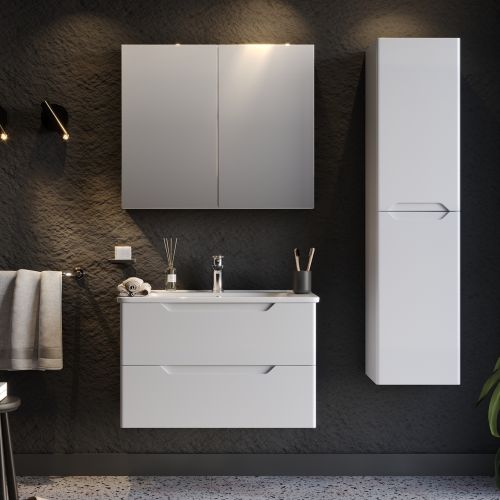 ΕΠΙΠΛΟ ΜΠΑΝΙΟ ΣΕΤ MARTIN PERLA Λευκό 80cm Λάκα MDF 18mm