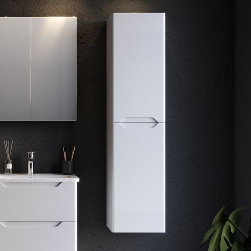 ΕΠΙΠΛΟ ΜΠΑΝΙΟΥ ΚΡΕΜΑΣΤH ΣΤΗΛΗ MARTIN PERLA White MDF 18mm Λάκα 34  33,6x35x138cm