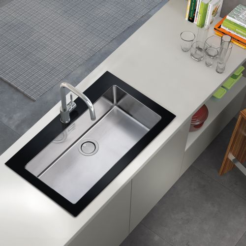 ΝΕΡΟΧΥΤΗΣ ΑΝΟΞΕΙΔΩΤΟΣ ΚΟΥΖΙΝΑΣ APELL PURA PUG 861  Λείος / Μαύρο Κρύσταλλο 87x51 cm