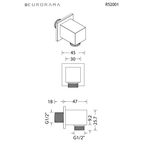 ΠΑΡΟΧΗ ΝΕΡΟΥ ΣΤΗΡΙΓΜΑ EURORAMA Square R52001 Χρώμιο