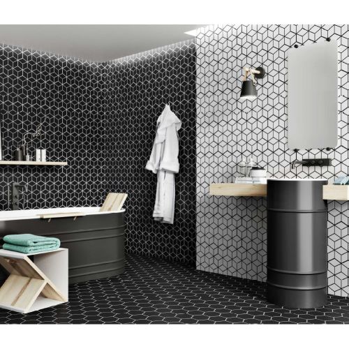 ΠΛΑΚΑΚΙ ΤΟΙΧΟΥ KARAG RHOMBUS Black 26,5x51 cm