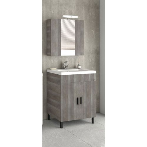ΕΠΙΠΛΟ ΜΠΑΝΙΟΥ ΣΕΤ ΜΕ ΚΑΘΡΕΠΤΗ Drop ROMA 60 Light Grigio 60 cm