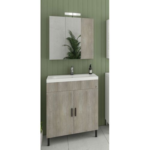 ΕΠΙΠΛΟ ΜΠΑΝΙΟΥ ΣΕΤ ΜΕ ΚΑΘΡΕΠΤΗ Drop ROMA 80 Light Beige 80 cm